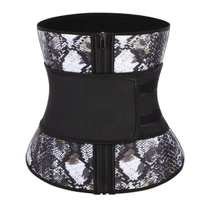 HEXIN Fajas 7 Steel Boned Latex Snake Print Waist Trainer Figure Sculpting Weight Loss Cincher Body Shaper Slimming Belt
