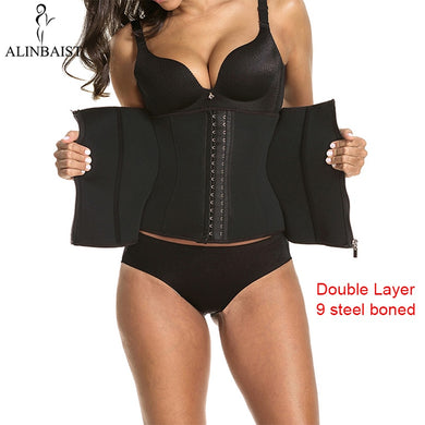 Women Sweat Waist Trainer for Weight Loss 9 Spiral Steel Boned Slimming Belt Fat Burning Body Shaper Waist Cincher Shapewear