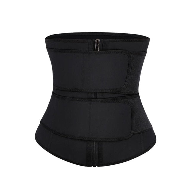 HEXIN Latex Body Shaper Waist Trainer 7 Steel Bones Trimmer Corset Double Waist Belt Cincher Zip Clip Workout Shapewear Slimming
