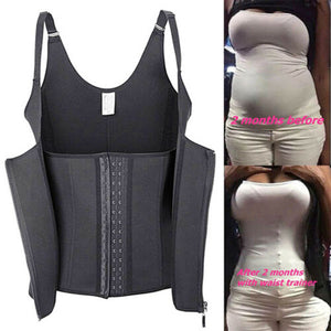 Strap Coat Waist Trainer Vest Corset Women Zipper Hook Body Shaper Waist Cincher Tummy Control Slimming Shapewear Body Fat Burne