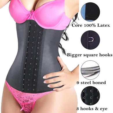 9-Steel-Bone Women's Underbust Latex Sport Girdle Waist Trainer Corsets Hourglass Body Shaper Long Torso Cincher Weight Loss