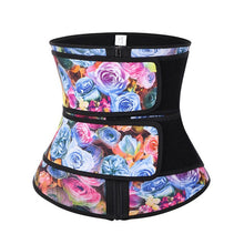 HEXIN 100% Latex Waist Trainer Double Belt Body Shaper Fitness Waist Cincher Zipper Shapewear Slimming Belt Floral Corset Fajas