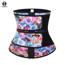 YUMDO New 100% Latex Body Shaper Belly Slimming Belt Print Compression Zipper Plus Size Boned Waist Cincher Corset Waist Trainer