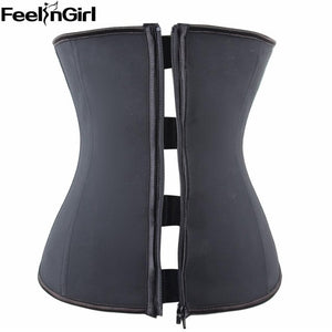 MASS21 Latex Waist Trainer Sexy Corset Underbust Waist Cincher Zip And Clip Waist Shaper Zipper And Hook Combo Rubber Shapewear