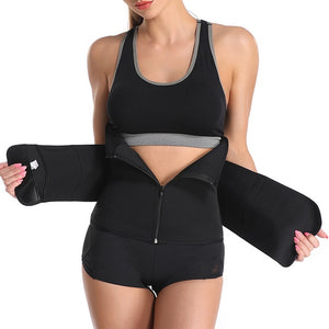 Plus Size Women Shaper Zipper Fitness Neoprene Sauna Waist Trainer Corset Slimming Belt Sweat Weight Loss Waist Cincher Workout