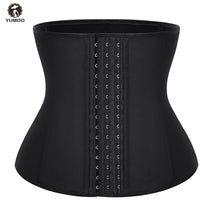YUMDO Waist trainer Latex Belt Leopard  9 Steel Boned Latex Waist Trainer Plus Size