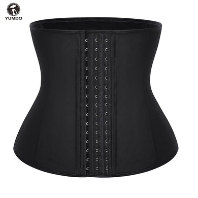 YUMDO Waist trainer Latex Belt Leopard  9 Steel Boned Latex Waist Trainer Plus Size