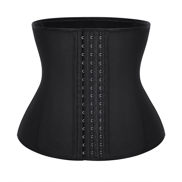 YUMDO Waist trainer Latex Belt Leopard  9 Steel Boned Latex Waist Trainer Plus Size