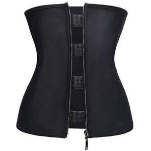 Women Latex Waist Trainer Body Shaper Women Corsets Zipper&Hooks  Shaper Cincher Corset Top Slimming Belt Black Plus Size