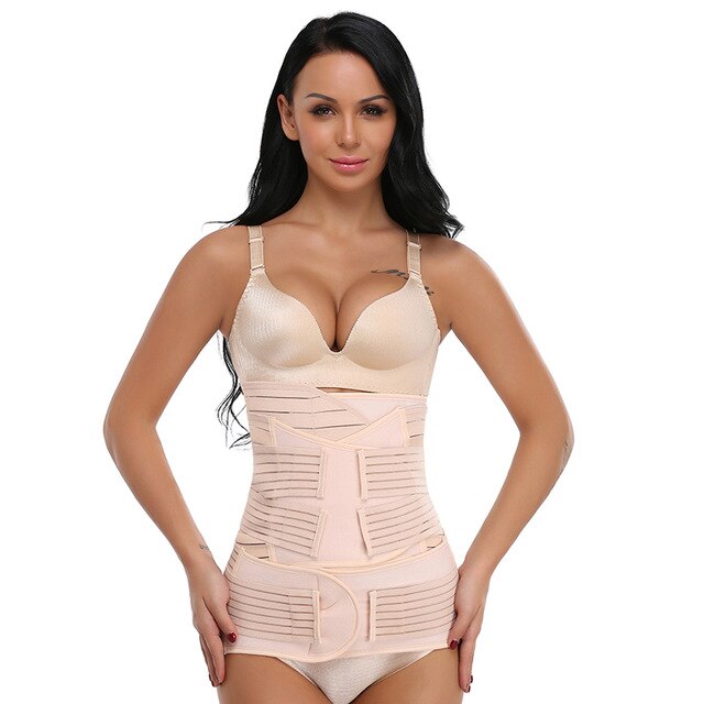 VASLANDA 3 in 1 Postpartum Recovery Body Shaper Belly Girdle Waist Trainer Pelvis Belt Postnatal Shapewear Slimming Underwear