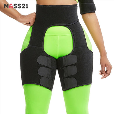 MASS21 Neoprene Thigh Shaper Belts Connected Waist Shaper Thighs Weight Loss Fat Burning Leg Wrap Embossed Shapewear