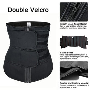 XS-6XL Waist Trainer Corset Sauna Trimmer Belt Hot Body Shaper Cincher Sport Girdle with Zipper Lumbar Cintas Modelador Workout