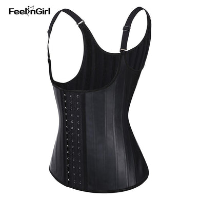 FeelinGirl Latex Waist Trainer 25 Steel Bone Underbust Vest Shaper Slimming Waist Corset Detachable Shoulder Strap Tops