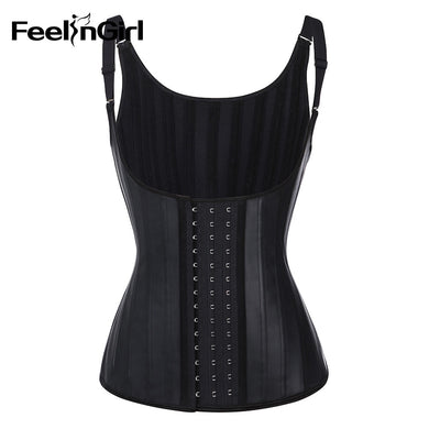 FeelinGirl 100% Latex Waist Trainer Cincher Faja 25 Steel Boned Corset Women Slim Belt Tummy Shaper Full Vest Body Shaper