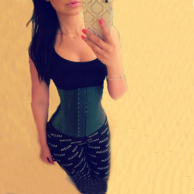FeelinGirl 100% Latex Waist Trainer New Body Shaper 9 Steel Boned Corset Waist Corsets Women Waist Cincher Corpete -E