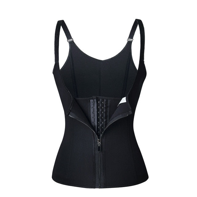 Adjustable Shoulder Strap Waist Trainer Vest Corset Women Zipper Hook Body Shaper Waist Cincher Tummy Control Slimming Shapewear