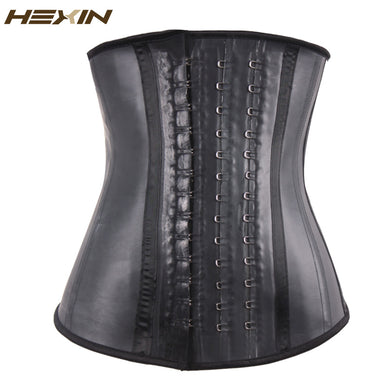 HEXIN 100% Rubber Latex Waist Trainer Big Hooks Steel Boned Waist Trainer Corset Black Body Shaper Underbust Fajas Shapewear