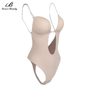 Lover Beauty Women's Shapewear U Plunge Backless Strapless BodySuit Bikini Sleeveless Thong Bottom Seamless Slimmer Body Shaper*