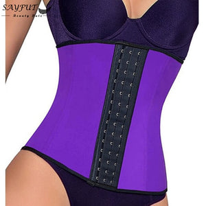 SAYFUT Latex Rubber Waist Trainer Cincher Steel Boned Body Shaper Girdle Slimming Weight Loss Control Tummy Belt Shapewear S-3XL