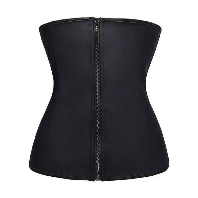 Women Latex Zipper Hook Underbust Corset Waist Trainer Cincher Body Shaper for Weight Loss Girdle Shapewear Belt Plus Size S-6XL
