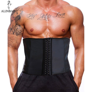 Male Slim Belt 9 Steel Boned Latex Waist trainer Corsets Men Compression Waist Cincher Body Shaper Wrap Slimming Shapewear Women