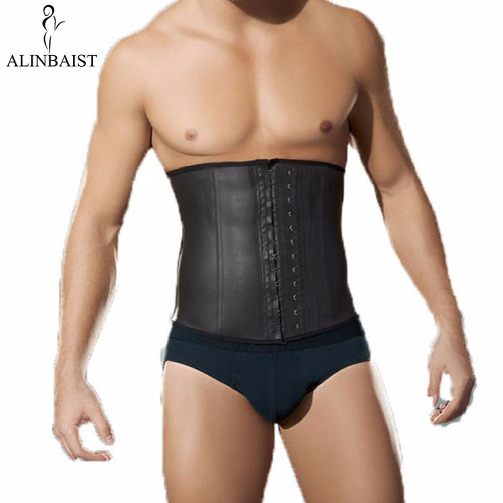 Mens Latex Waist Trainer Strong Hooks Workout Steel Boned Shapewear Tummy Control Cincher Thermal High Compression Cincher Women