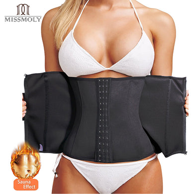 Waist Trainer Corset Women Zipper Hook Body Shaper Waist Cincher Tummy Control Slimming Shapewear Neoprene Thermal Sauna Sweat