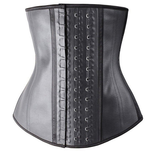 Women Latex Steel Boned Firm Slim Colombian Waist Cincher Trainer Trimmer Underbust Corset Weight Loss Shaper Black Plus Size