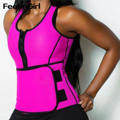 FeelinGirl Neoprene Sauna Top Vest with Adjustable Waist Trimmer Belt Fajas Body Shaper Weight Loss Summer Workout Shaperwear