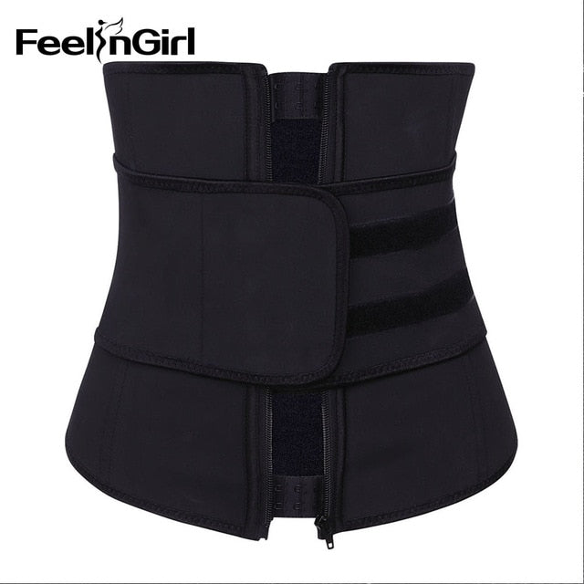 Feelingirl Zipper&Hooks Women Latex Steel Boned Corset Waist Trainer Cincher Tummy Control Shapewear For Weight Loss