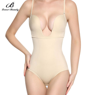 Lover Beauty Women's Seamless Firm Control Shapewear U Plunge Body Suit Bikini Backless Thong Bottom Slimming Body Shaper FajasA