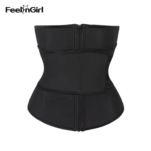 FeelinGirl Latex Waist Trainer Modeling Belt 7 Steel Bone High Compression Zipper Plus Size Thermal Corset Body Shaper Cincher