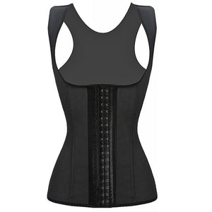 Women Black Latex Steel Boned Firm Waist Trainer Corset  Tummy Control Girdle Slimming Vest Shapewear Full Body Shaper