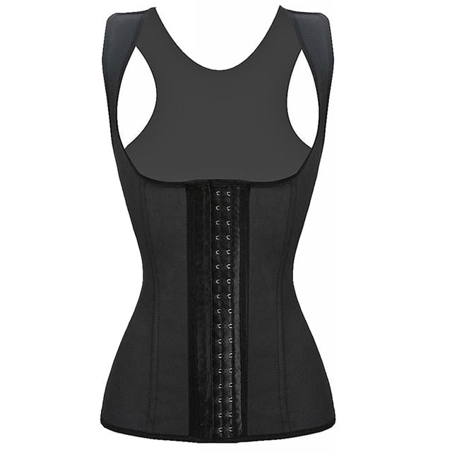 Women Black Latex Steel Boned Firm Waist Trainer Corset  Tummy Control Girdle Slimming Vest Shapewear Full Body Shaper