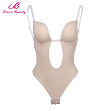 Lover Beauty Women's Full Body Shaper Backless Thong Seamless U Plunge BodySuit Slimming Body Shapers Waist Shaper Shaperwear-D