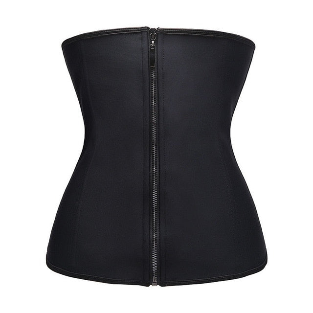 Latex Waist Trainer Body Shaper Women Corsets with Zipper Cincher Corset Top Slimming Belt Shapewear Black Plus Size