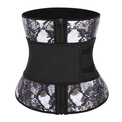 Lover-Beauty Abdominal Belt Compression Zipper Plus Size Latex Waist Cincher 7 Steel Bone Body Shaper Leopard Waist trainer