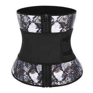 Lover-Beauty Abdominal Belt Compression Zipper Plus Size Latex Waist Cincher 7 Steel Bone Body Shaper Leopard Waist trainer