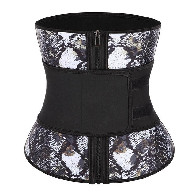 Lover-Beauty Abdominal Belt Compression Zipper Plus Size Latex Waist Cincher 7 Steel Bone Body Shaper Leopard Waist trainer